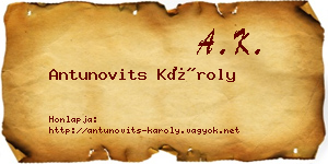 Antunovits Károly névjegykártya